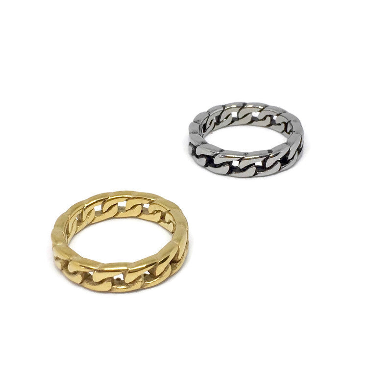 Curb Chain Steel Band Ring