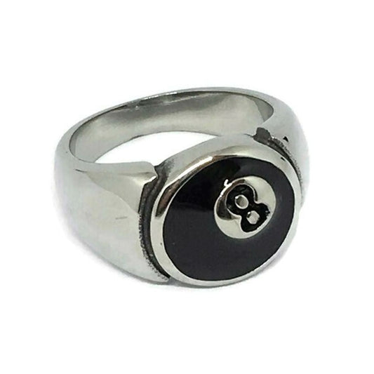 Lucky 8 Ball Steel Ring