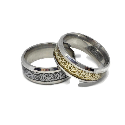 Nordic Dragon Pattern Band Ring