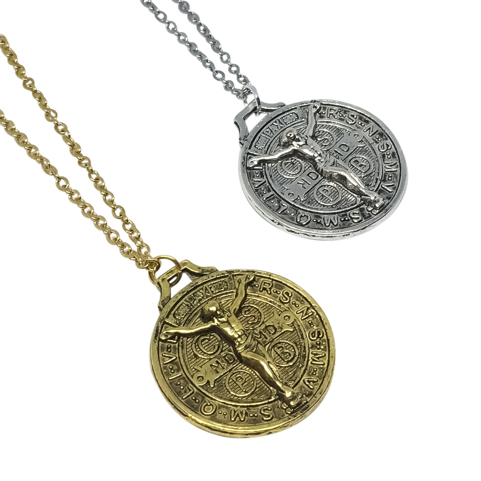 Jesus x St Benedict Coin Necklace