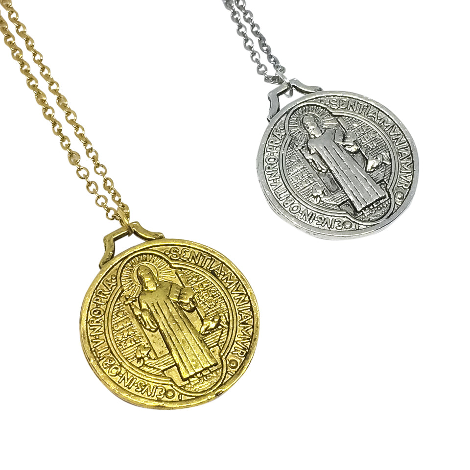 Jesus x St Benedict Coin Necklace