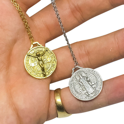 Jesus x St Benedict Coin Necklace