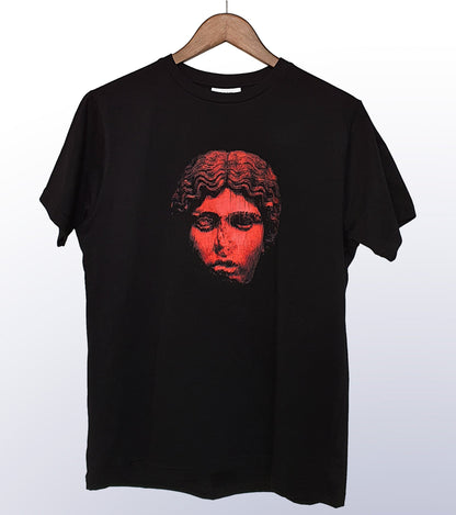 HEAD NO SHOULDERS RED - FRONT PRINT - BLACK T-SHIRT