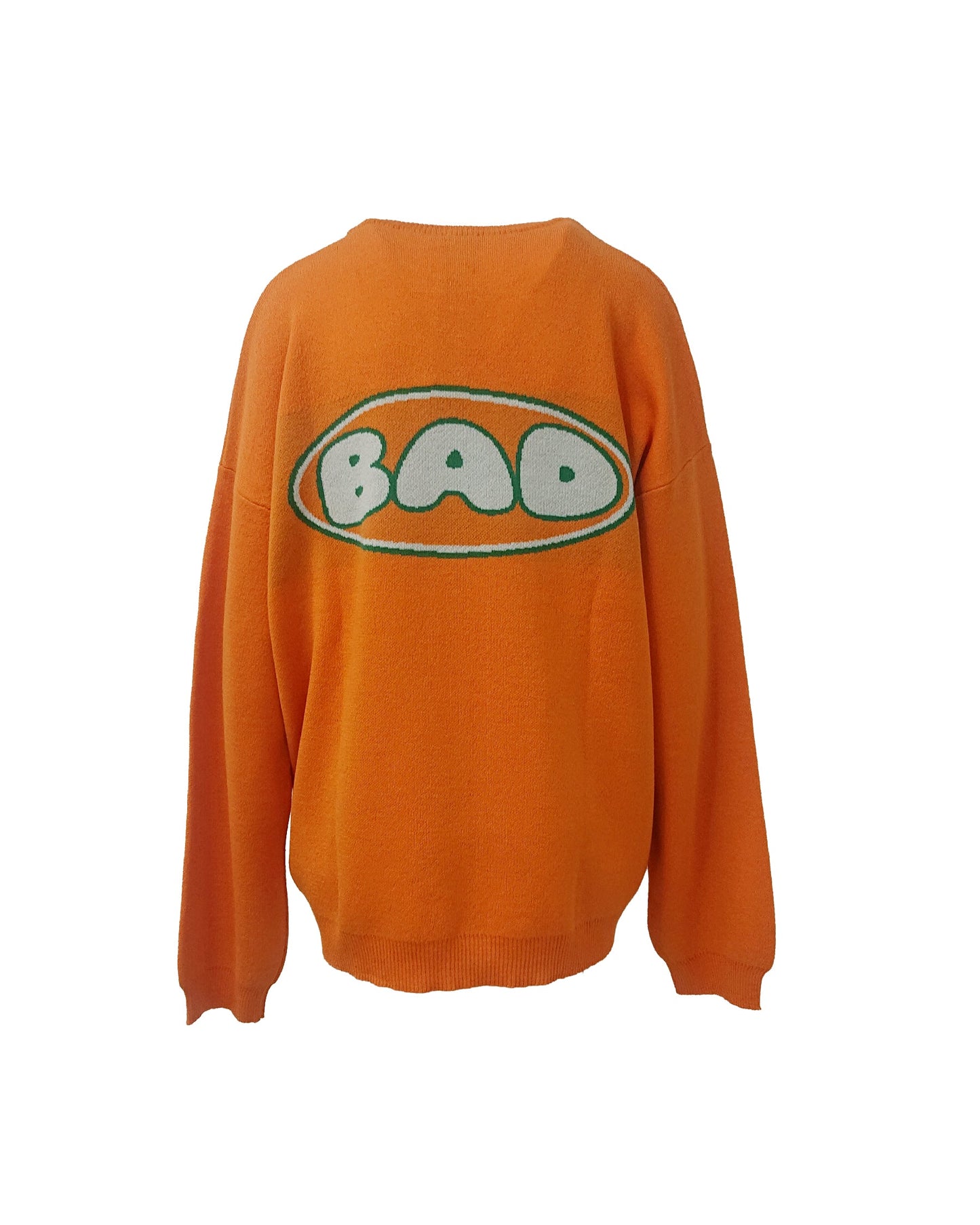 Soda Oversized Crew Neck Knit Jumper With Back Graphic In Orange