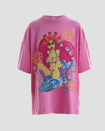 Taste Me Oversized Baggy T-Shirt with Centre Front Graphic in Pink