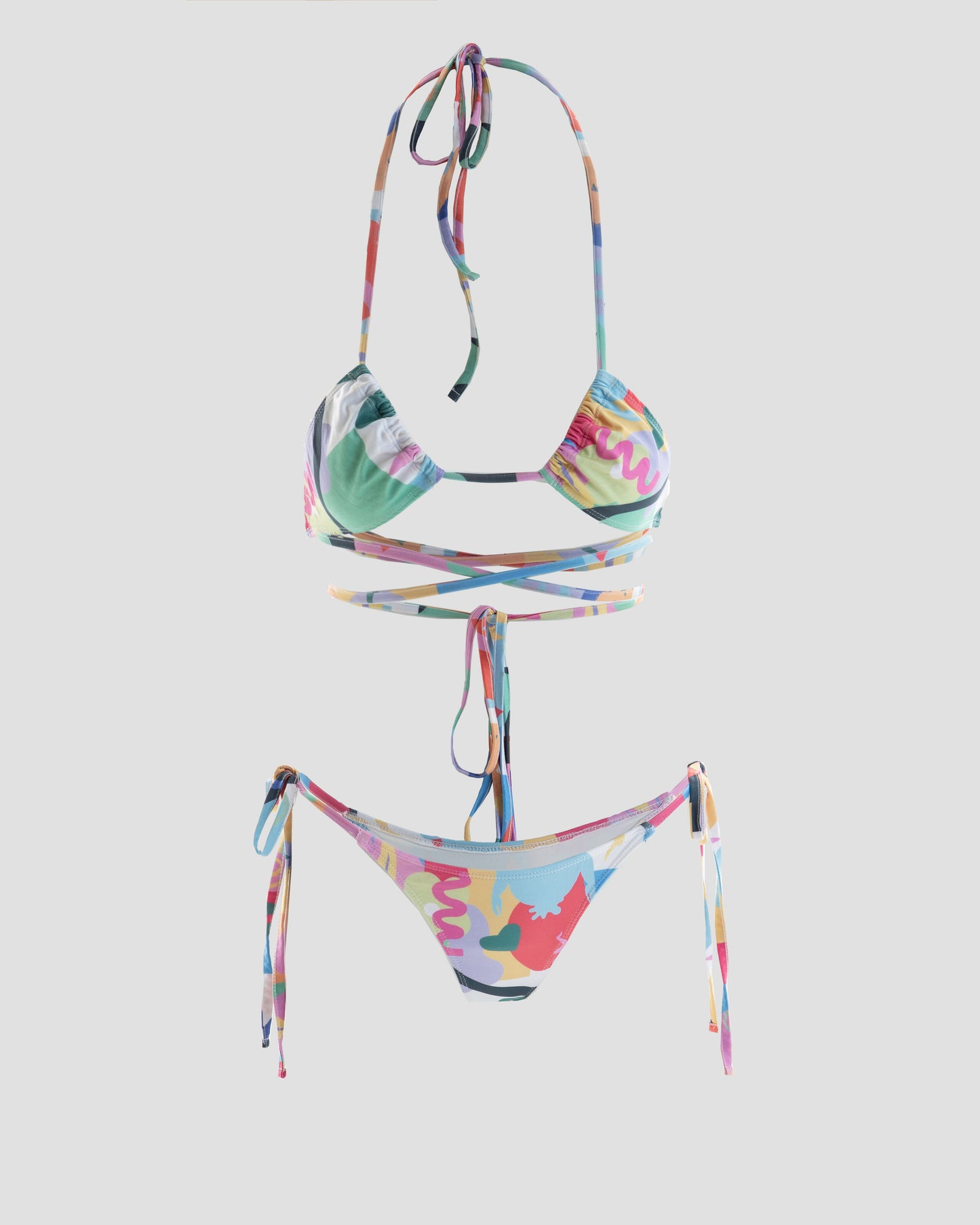 Teeny Tie Bikini Top with Graphic Print in Multicolour