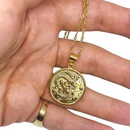 Asian Dragon Coin Necklace