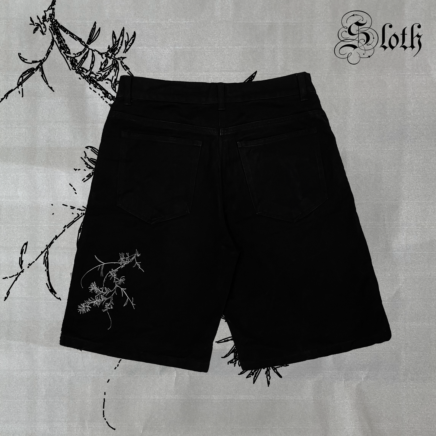 Yew Tree Embroidered Jorts